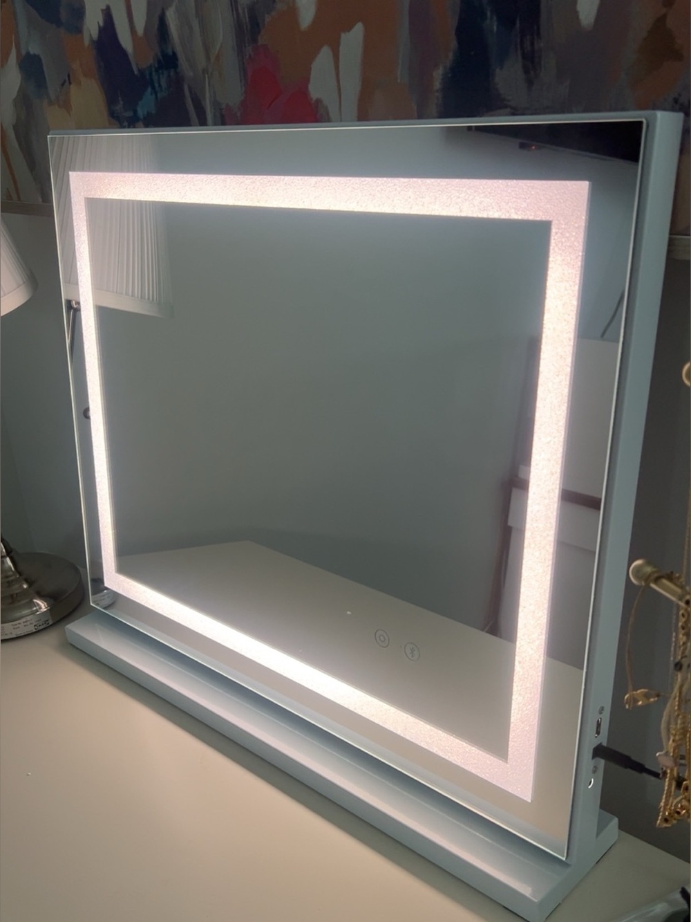 LED Crystal Bluetooth Lighted Vanity Mirror Touch Controls, Bluetooth, USB